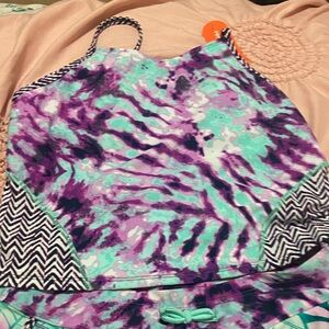 Tie-Dye and Leaf Swim top